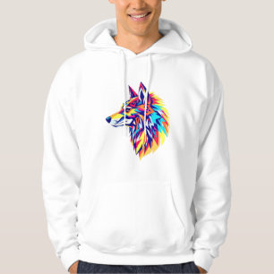 Camiseta de Lobo Geométrico Colorido