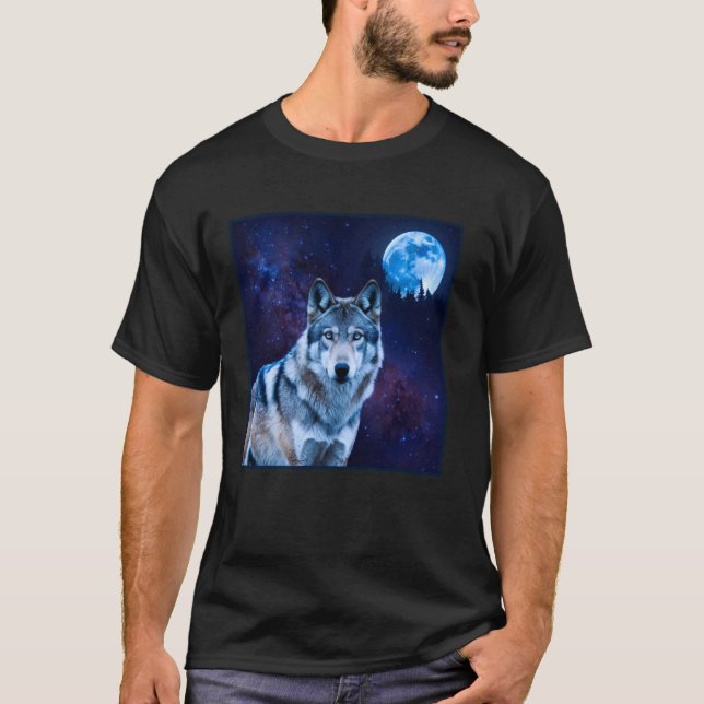 Camiseta de lobo madeireiro Lua do lobo (Frente)