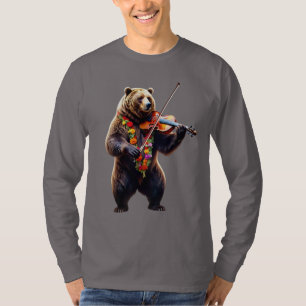 Camiseta de Longa Folga Violinista de Urso Encanta