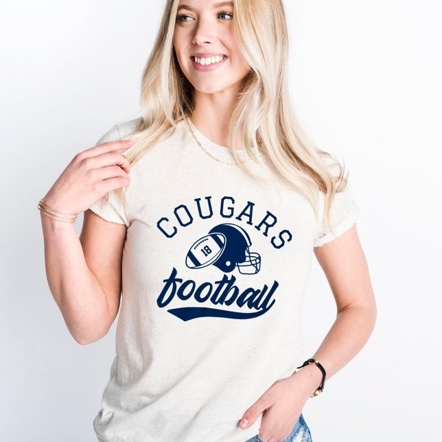 Camiseta de Malha Bege com Tema de Futebol Navy Re (Criador carregado)