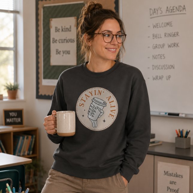Camiseta de malha com esqueleto do Coffee Stayin'  (Criador carregado)