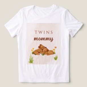 Camiseta de mamãe neutra do gênero gêmeos chá de f