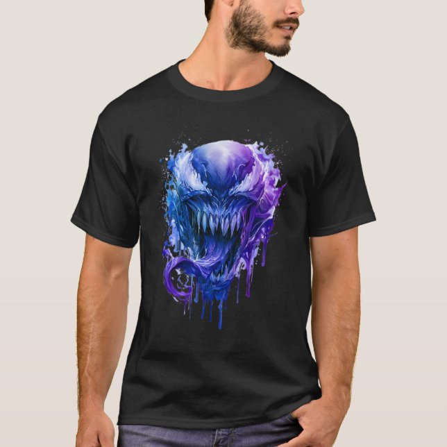 Camiseta de Manchas de Monstro Alienigena Roxo Azu (Frente)