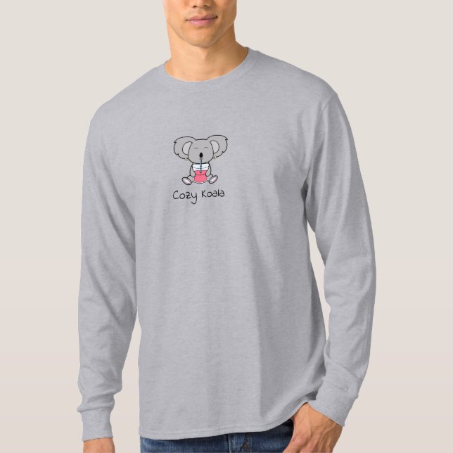 Camiseta de manga comprida da cinza Cozy Koala (Frente)