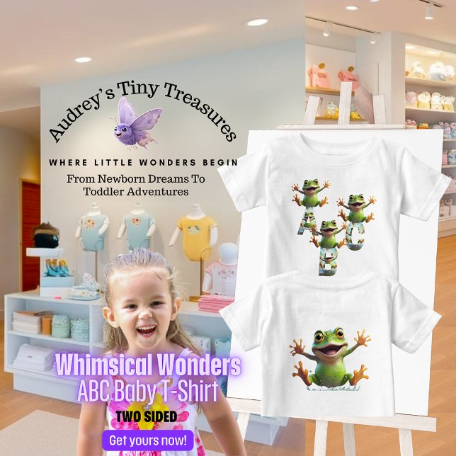 Camiseta de Manga Curta ABC Bebê Whimsical Wonders (Criador carregado)