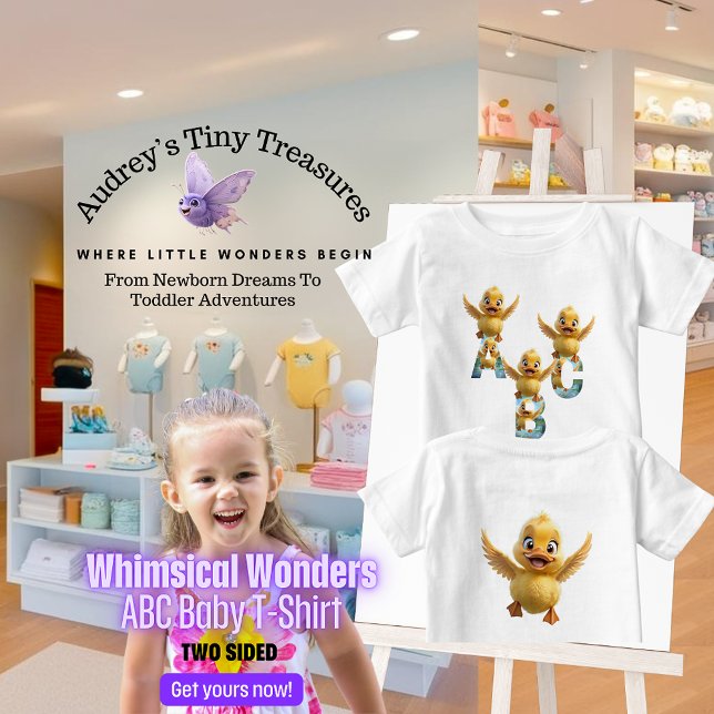Camiseta de Manga Curta ABC Bebê Whimsical Wonders (Criador carregado)