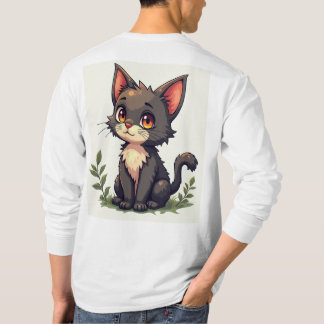 Camiseta de manga de impressão de gato