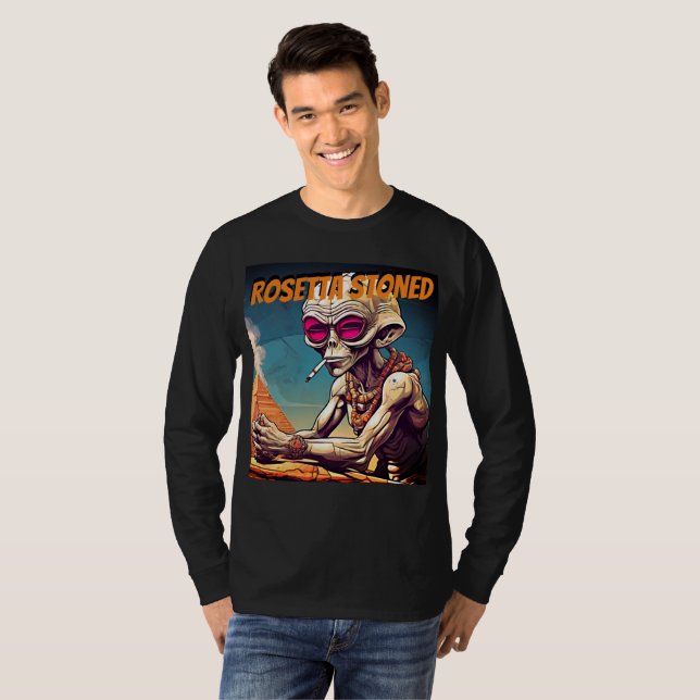 Camiseta de Manga Longa Alienígena Rosetta Stoned (Frente Completa)