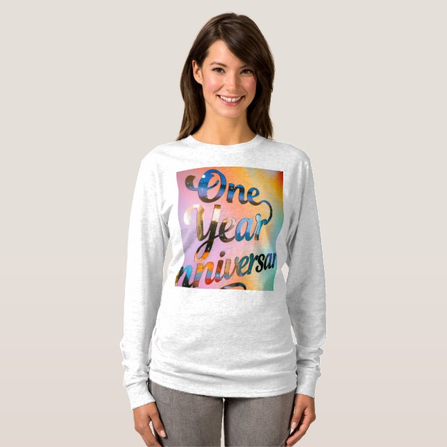Camiseta de Manga Longa Aniversário de Um Ano (Frente Completa)