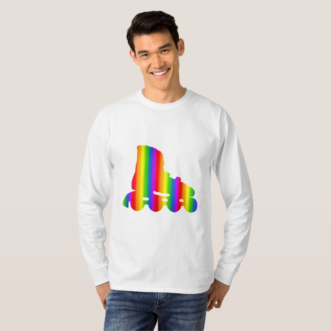 Camiseta de manga longa arco-íris de skate inline  (Frente Completa)