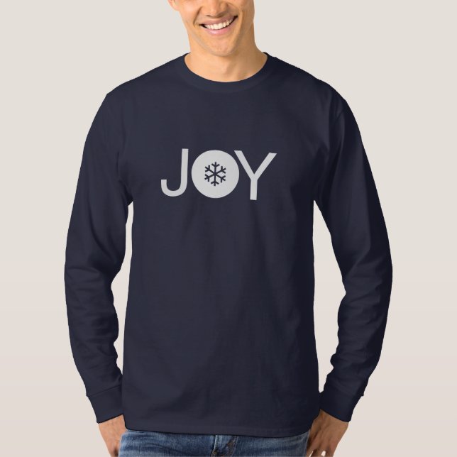 Camiseta de Manga Longa Azul e Branco Christmas Jo (Frente)