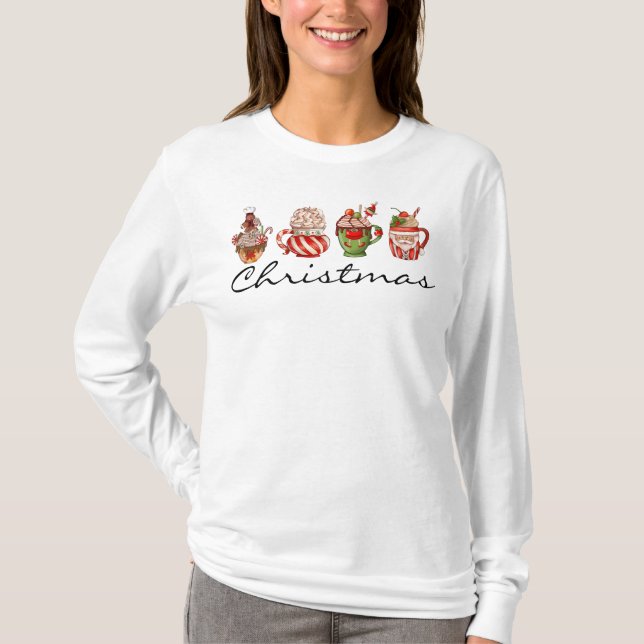 Camiseta de Manga Longa Café de Natal (Frente)