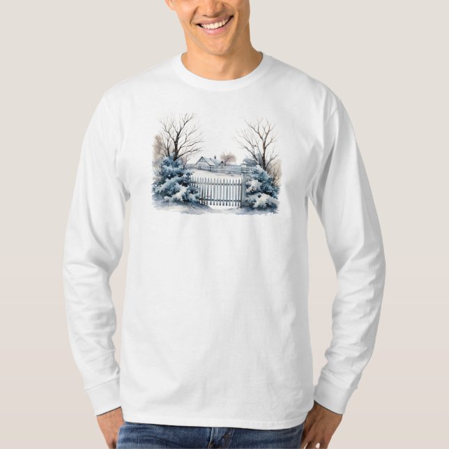 Camiseta de Manga Longa Cena de Inverno (Frente)