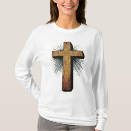 Camiseta de manga longa com cruz cristã ousada par