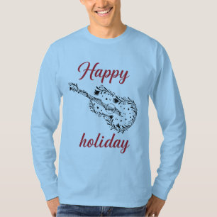Camiseta de Manga Longa com Texto de Feliz Feriado