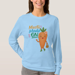 Camiseta de manga longa Cute Carrot Masti Mode ON