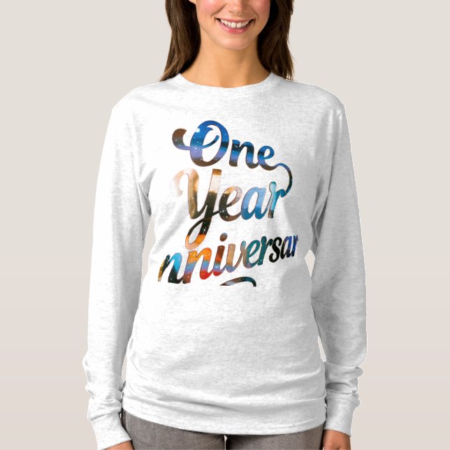 Camiseta de Manga Longa de Aniversário de Um Ano (Frente)