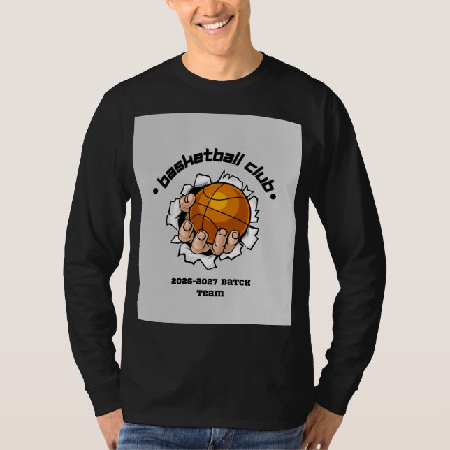 Camiseta de Manga Longa de Basquete para Adultos (Frente)
