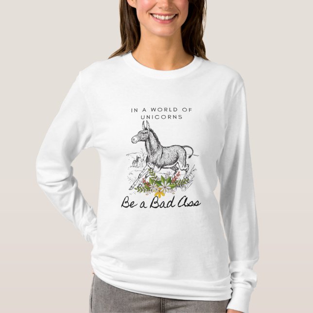Camiseta de manga longa do amante de burro (Frente)