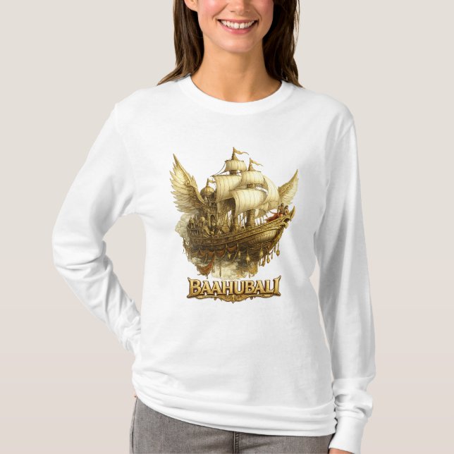 Camiseta de Manga Longa Fantasia de Nave Espacial  (Frente)