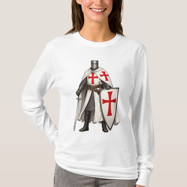 Camiseta de manga longa feminina Templar Knight Cr (Frente)