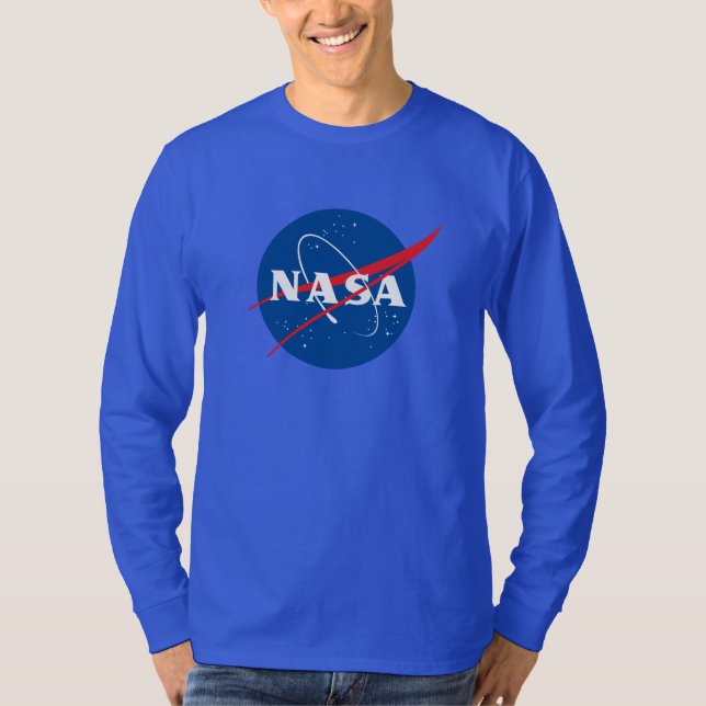 Camiseta de manga longa Icônica da NASA (azul de N (Frente)