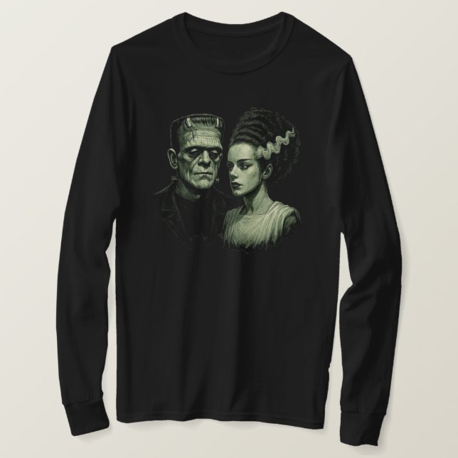 Camiseta de Manga Longa Noiva de Frankenstein (Frente do Design)