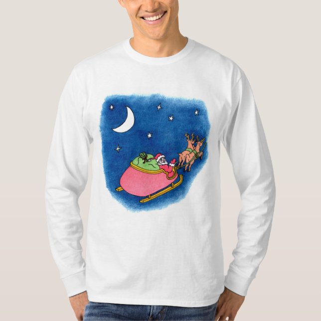 Camiseta de manga longa para homens Santa (Frente)