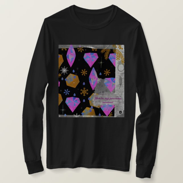 Camiseta de Manga Longa Pink Diamonds & Golden Sta (Frente do Design)