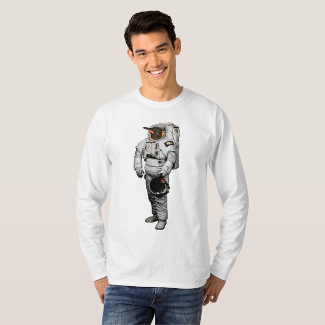 Camiseta de Manga Longa Space Penguin (Frente Completa)