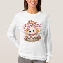 Camiseta de Manga Longa Stay Pawsitive Cat