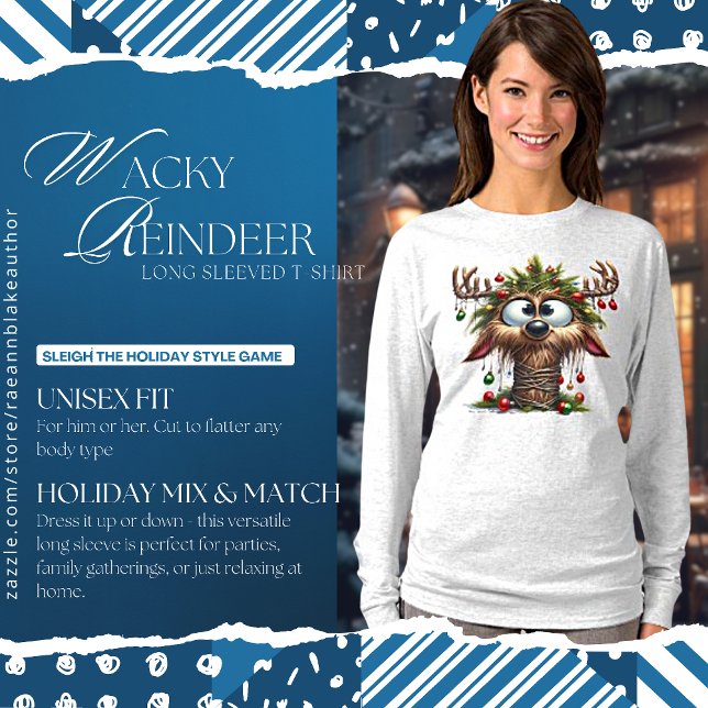 Camiseta de manga longa Wacky Reindeer (Criador carregado)