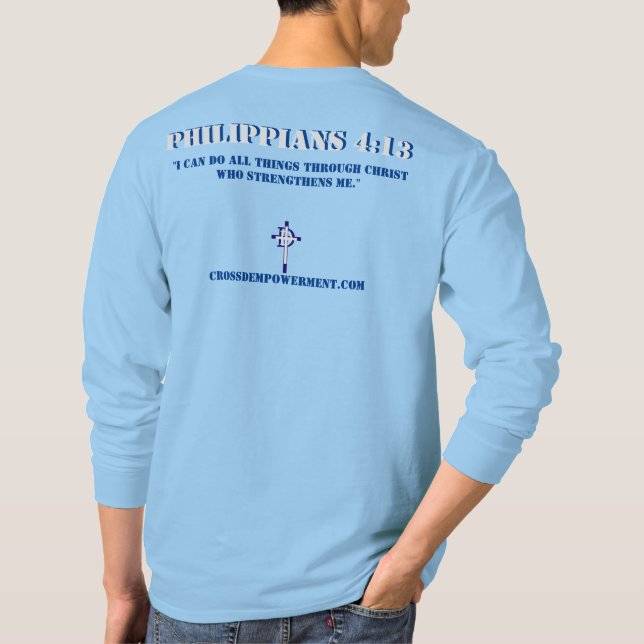 Camiseta de manga Philippians de 4:13 (Verso)