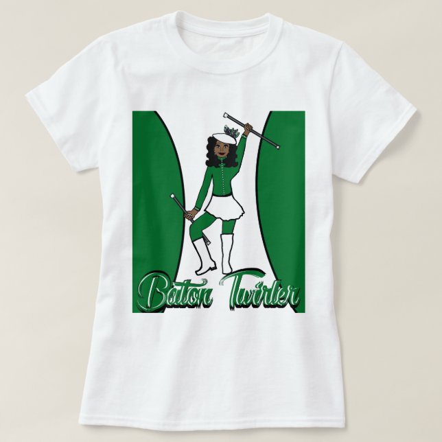 Camiseta de Manipuladora de Bastão / Verde (Frente do Design)