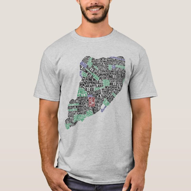 Camiseta de Mapa de Tipografia NY de Staten Island (Frente)