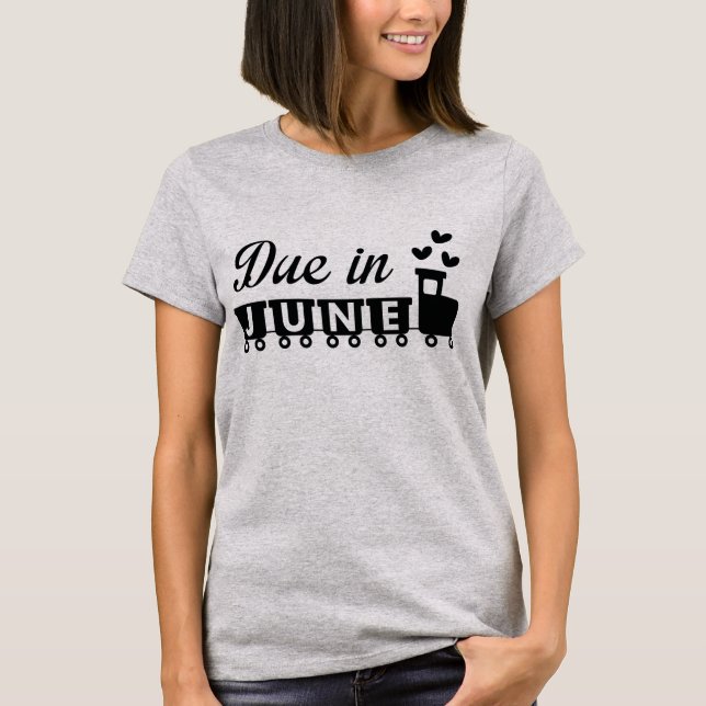 Camiseta de Maternidade Previsto para Junho (Frente)