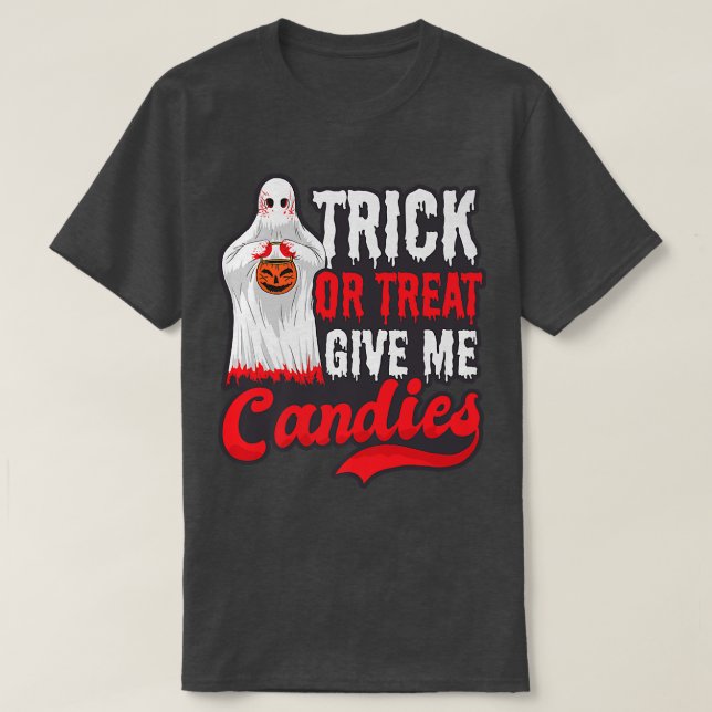 Camiseta Dê-me Candys Design Halloween Ghost323 (Frente do Design)