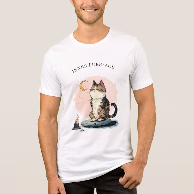 Camiseta de Meditação do Gato Paz Interior (Frente)