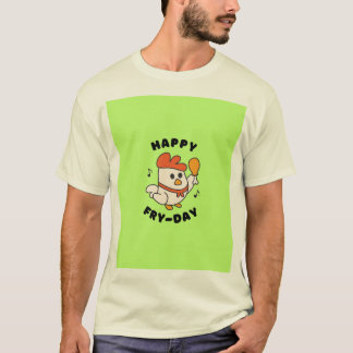Camiseta de meia manga com frango fofo.