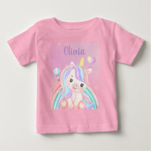 Camiseta de Menina Bebê com Aniversário de Unicórn