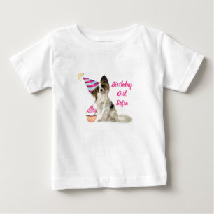 Camiseta de Menina Bebê de Aniversário com Cachorr