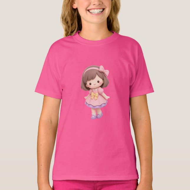 Camiseta de Menina Chibi Fofa para Meninas  (Frente)