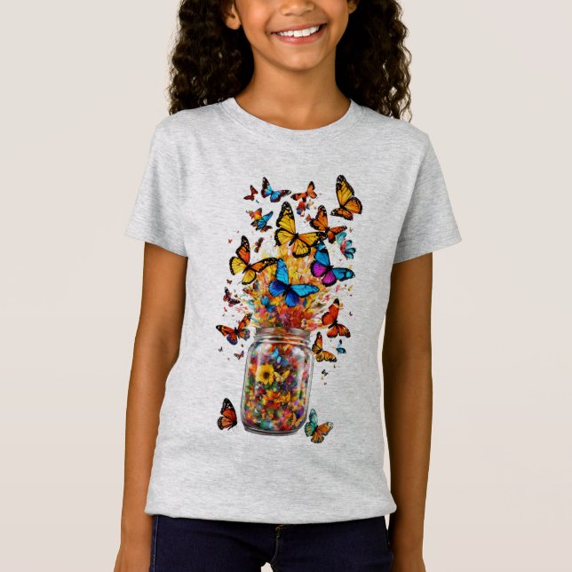 Camiseta de menina com borboletas (Frente)