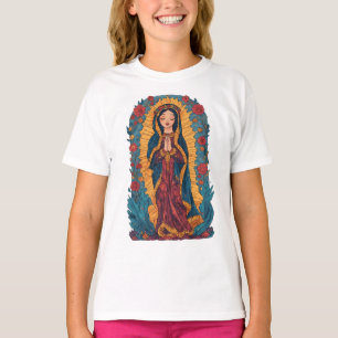 Camiseta de Menina da Virgem de Guadalupe Fofa