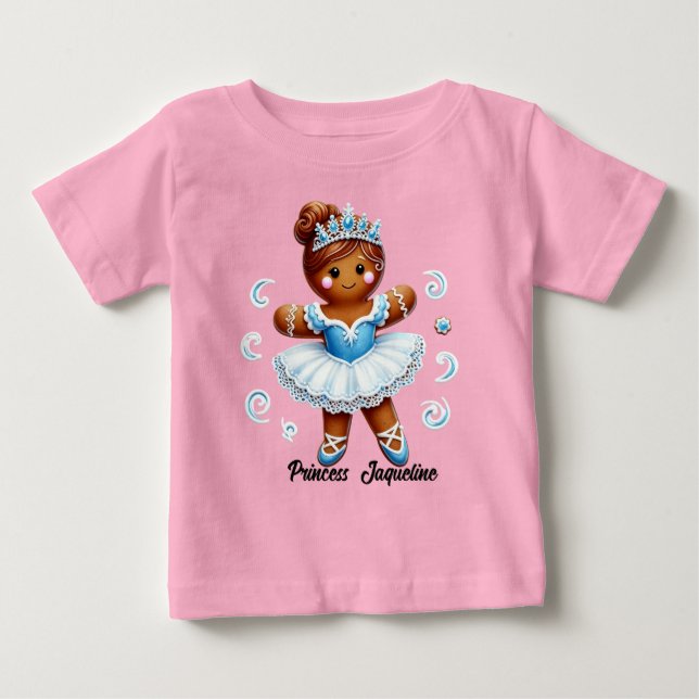 Camiseta de menina de gengibre fofa bailarina (Frente)