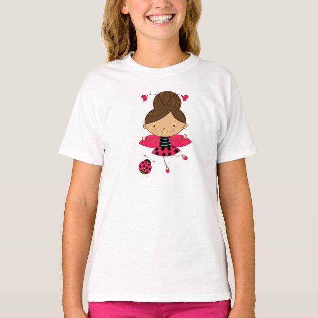 Camiseta de menina de joaninha linda (Frente)