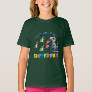 Camiseta de Menina – É OK ser Diferente 🦕💖