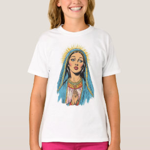 Camiseta de Menina Estilo Retrô Virgem Maria