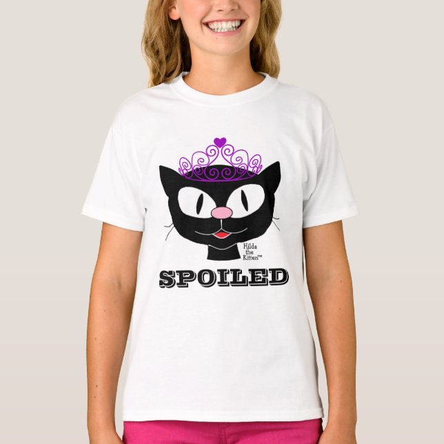 Camiseta de Menina Gata de Desenho Animado Fofa Mi (Frente)
