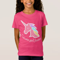 Camiseta de menina personalizada rosa-crente do Un